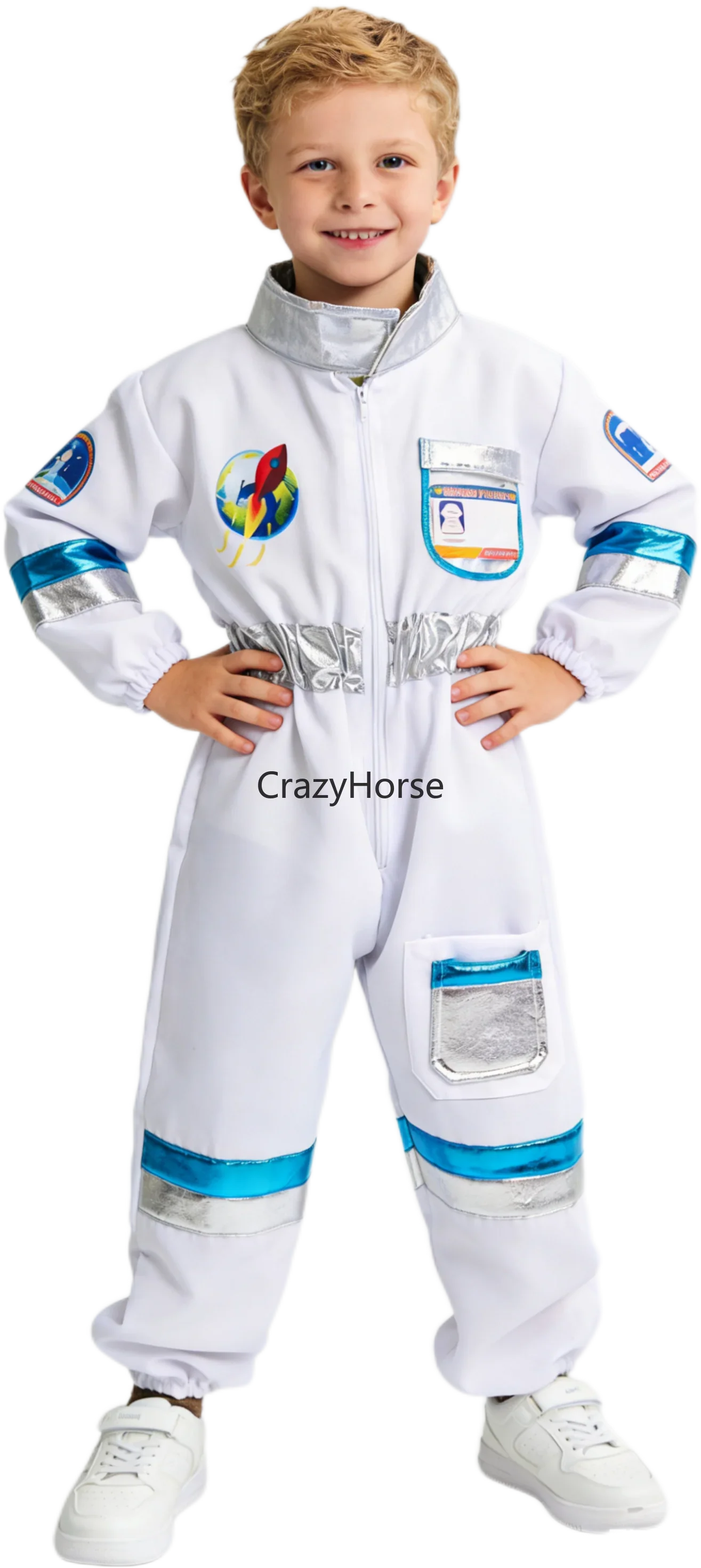 New Astronaut Boys Girls Cosplay Costume for Kids Spaceman Child Halloween Dress Up Children Rocket Jumpsuit Outfit Bodysuits