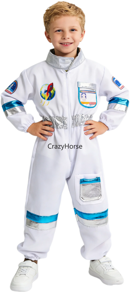 New Astronaut Boys Girls Cosplay Costume for Kids Spaceman Child Halloween Dress Up Children Rocket Jumpsuit Outfit Bodysuits
