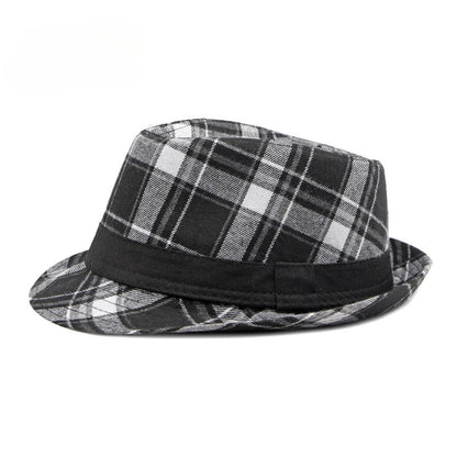 Spring/Summer Classic Versatile Checkered Top Hat Women's British Retro Jazz Fedoras for Men