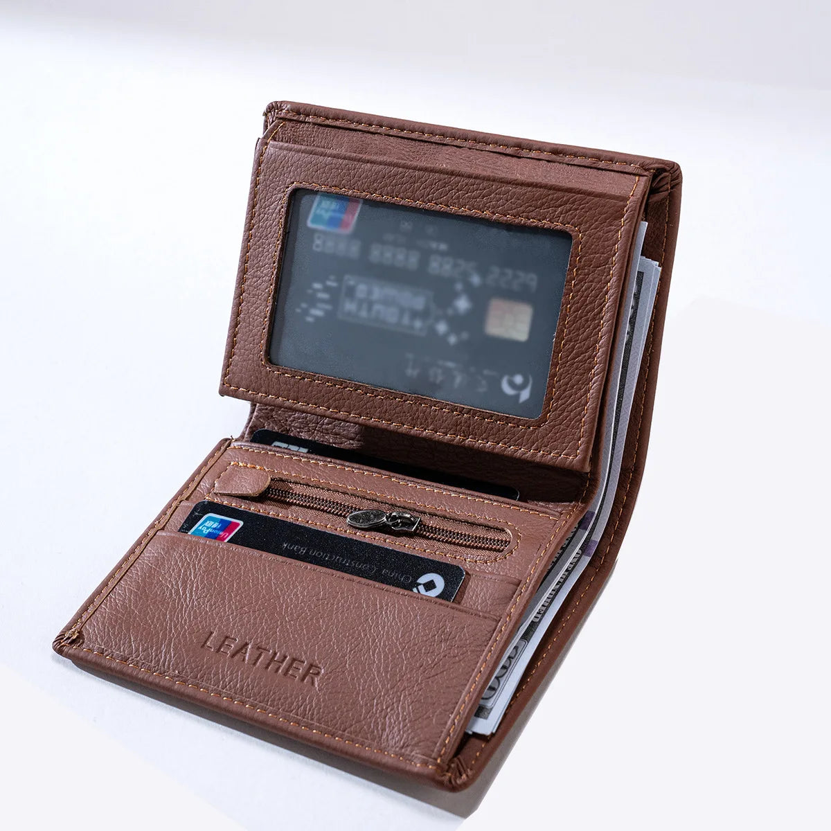 Men's Wallet Genuine Leather Wallets for Men Coin Purse Vintage Vertical Short Credit Card Holder Money Bag Men's RFID Wallet