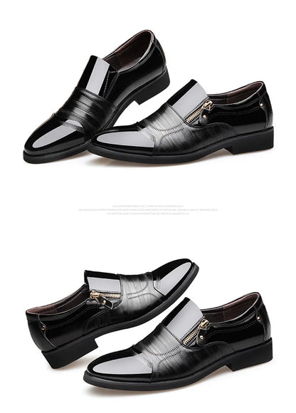 New autumn men's leather shoes Sharp pointed outdoor anti slip flat Fashion Business Zipper Footwear Casual comfort male shoes