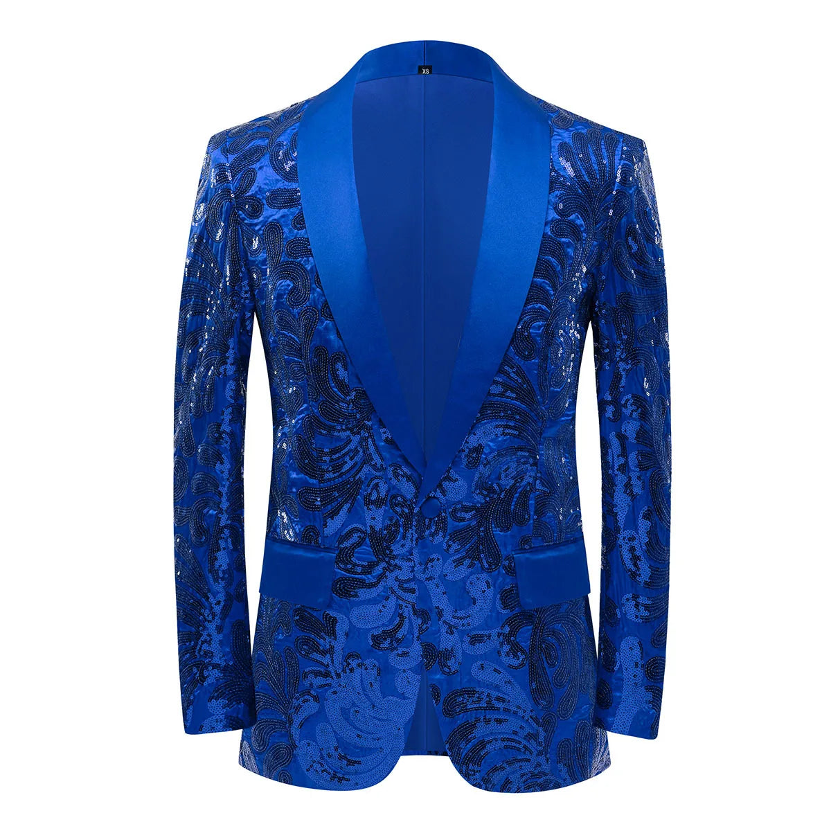 2026 Men's Shiny Gold Sequins Blazer Stylsih Shawl Collar One Button Tuxedo Floral Suit Jacket Party Wedding Groom Costume Homme
