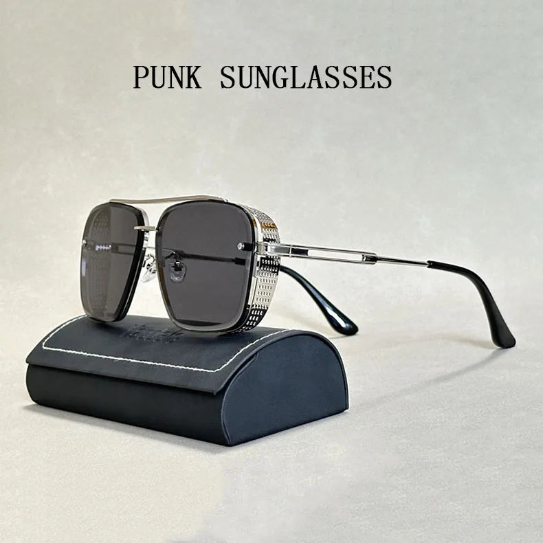 New Punk Square Sunglasses For Men Vintage Fashion Glasses Retro Steampunk Sunglasses Women Trendy Gafas De Sol Hombre Zonnebril