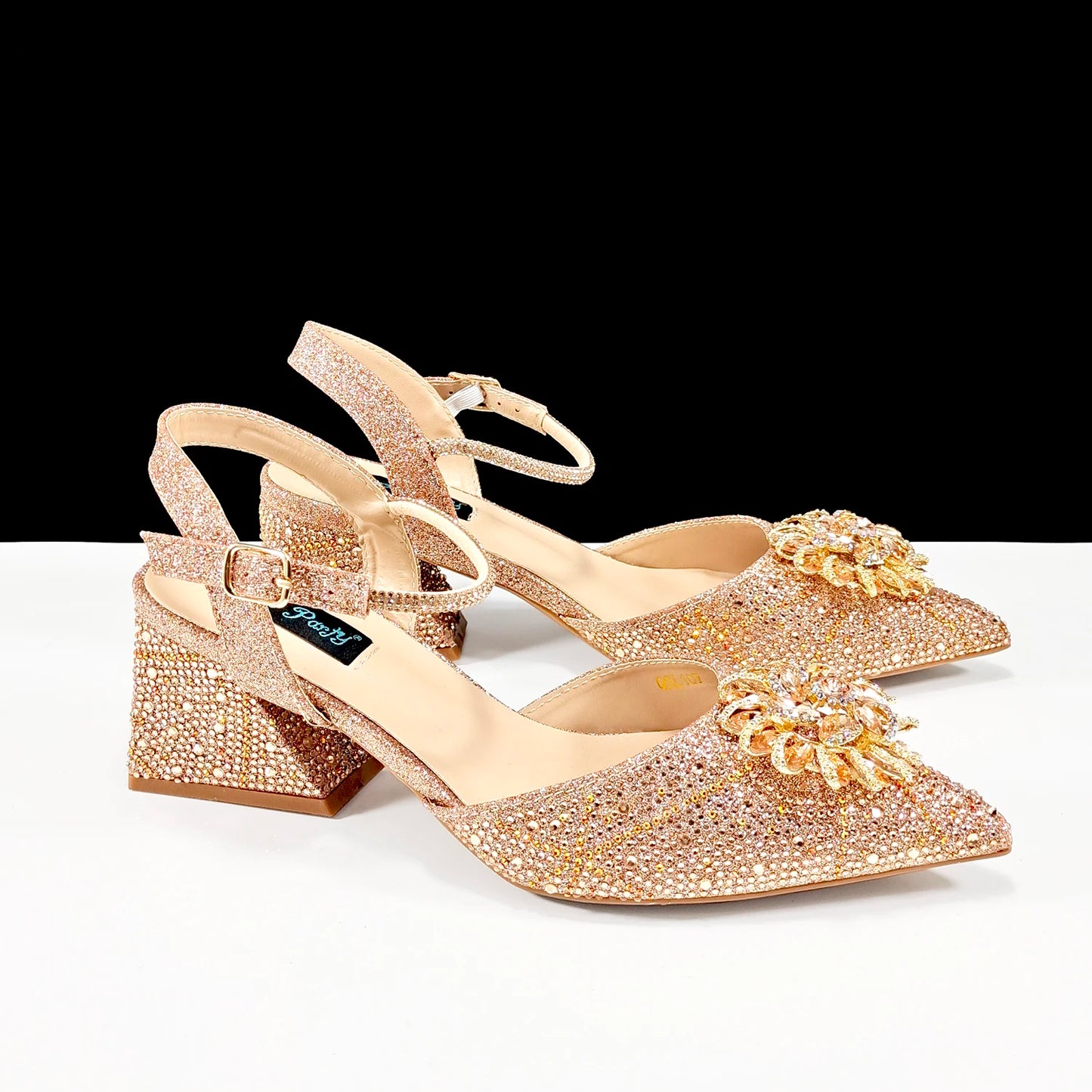 Fashion Design High-end Women's Shoes with Diamond Oval Stand Bag Women's High Heels for Special Day or Work