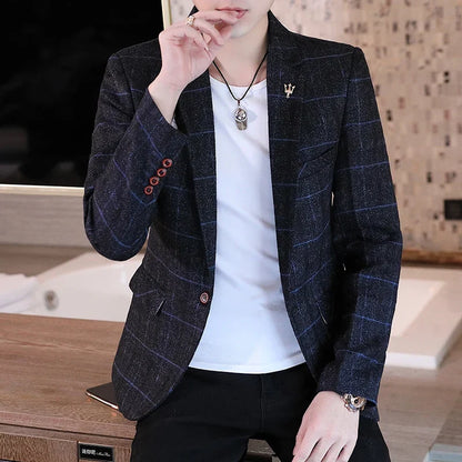 Men's Slim Fit Business Casual Shirt 2025 Korean Fashion Handsome All Seasons Polyester Boutique Style