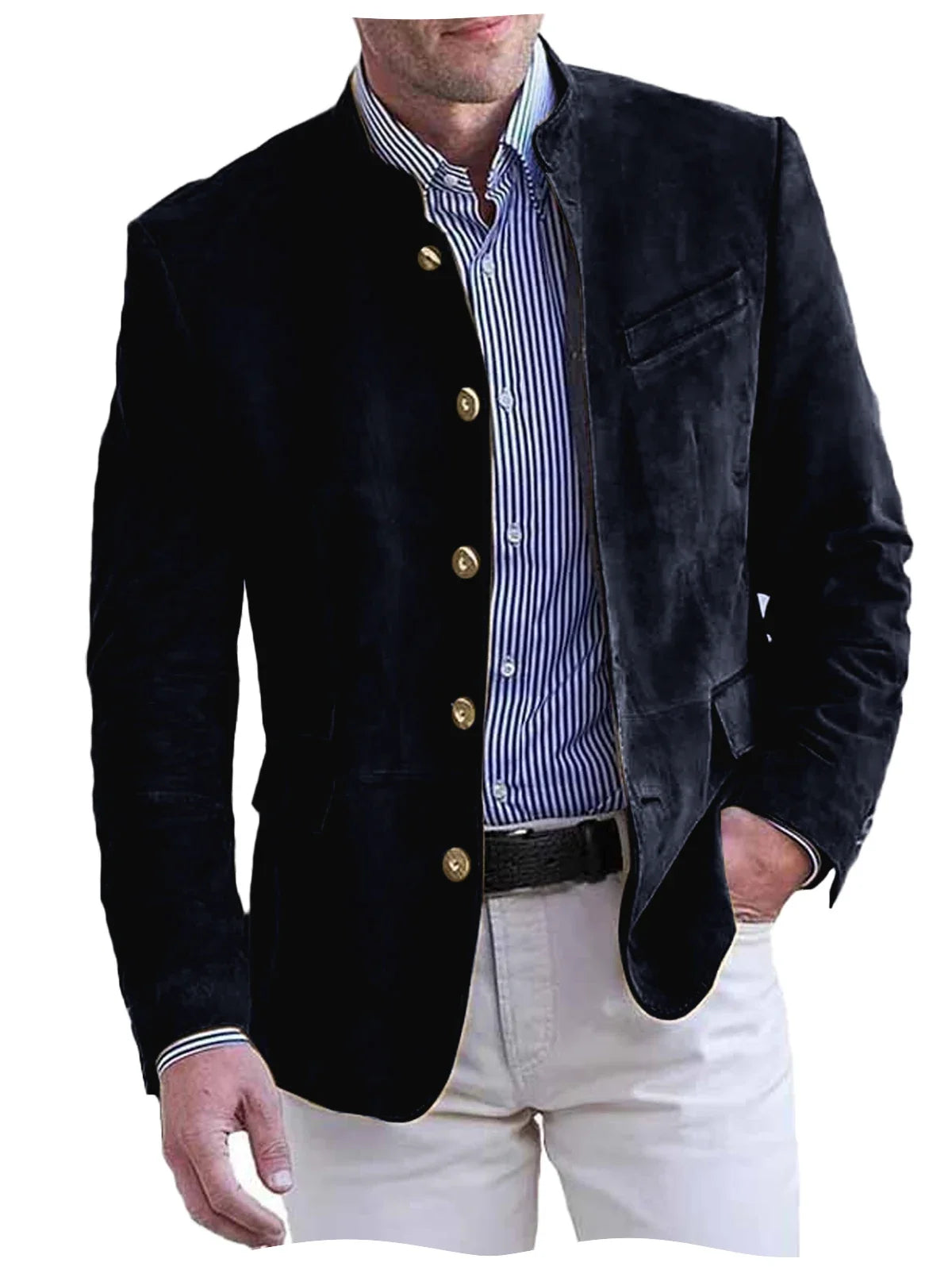 Autumn Winter Men's Casual Blazer Fashion Single-Breasted Snowflake Fleece Jacket Solid Color Daily Work Business Party Coats