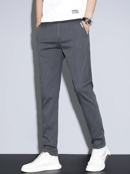 2025 New Men's Casual Pants Spring Summer Thin Business Straight Cotton Stretch Classic Work Trousers Korean Brand Clothing