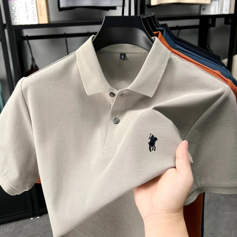 Designer brand 100% cotton short sleeve polo shirt luxury fashion pony embroidery men's business leisure summer new Paul T-shirt