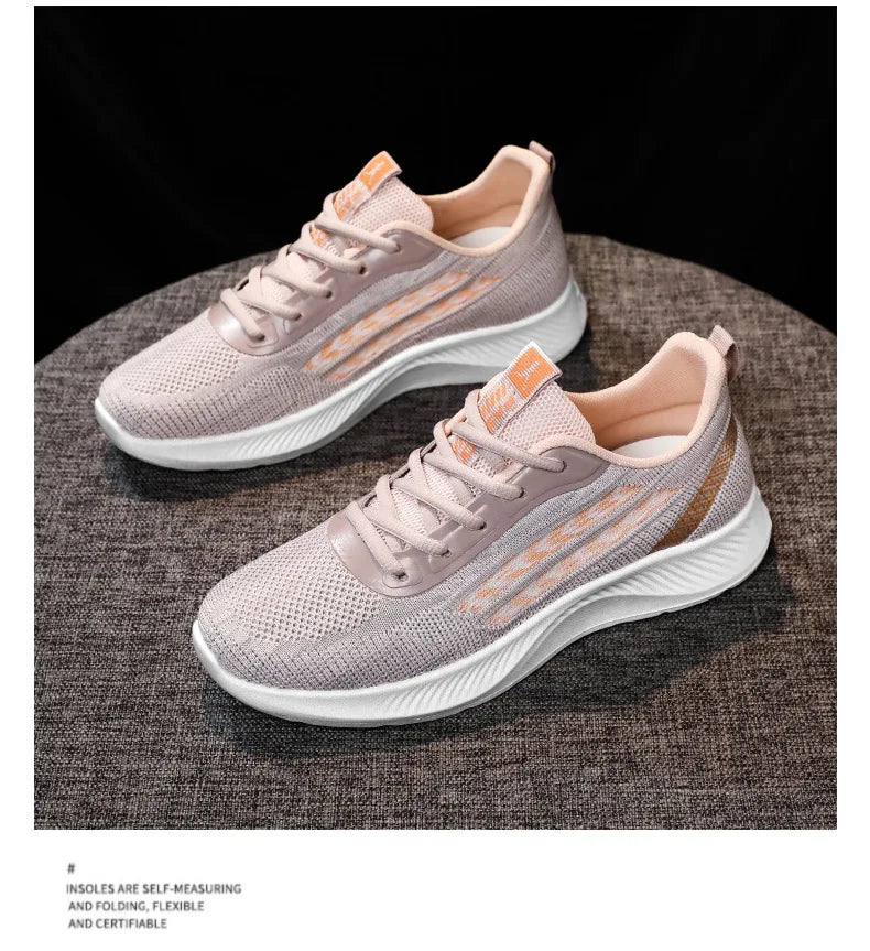 Women's Breathable Mesh Sneakers Platform Sole Korean Style Spring Casual Sports Shoe Plus Size Orthopedic  Height Walking Shoes