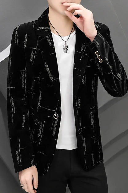 2022 Autumn Men Blazers Luxury Corduroy Casual Slim Suit Jacket Business Social Office Dress Coat Streetwear Jacket Men Clothing