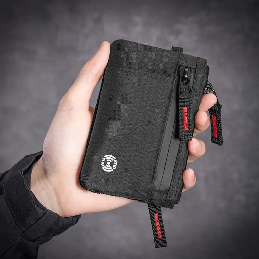 Portefeuille RFID zippé Mini porte-monnaie en nylon pour homme et femme, porte-clés rétro, petite pochette, sac à main tendance pour jeunes