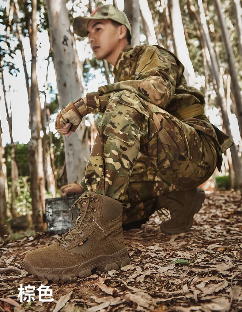 New Men Tactical Boots Ankle Waterproof Desert Hunting Hiking Shoe Unisex Lace Up Male Army Boot Brand Motorcycle Climbing Shoes