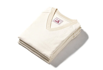 300G Combed Cotton Long Sleeved T-shirt for Men, V-neck Long Sleeved Base Shirt, Loose Basic Style, Heavy-duty Washed