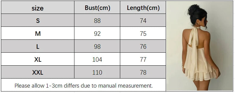 Women's Halter Neck Dress, Backless Tie-Front Chiffon Sheer Mini Skirt, Fashionable Sexy Y2K Vintage Cute Party Birthday Dress