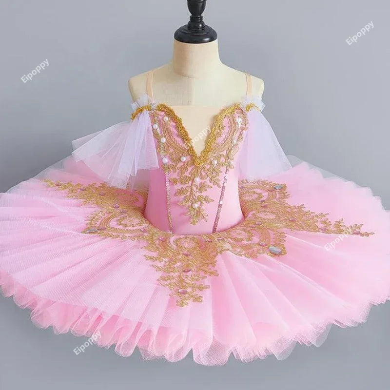 Professional Ballet Girl Blue Pink Pancake Princess Ballet Party Dress Ballet Dance Costume