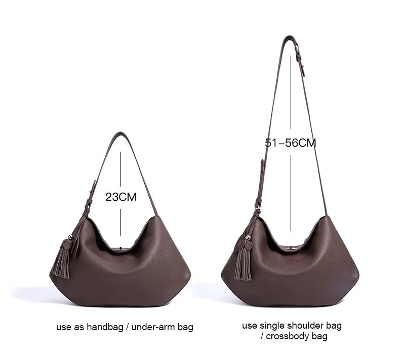 2026 Hot Top Grain Leather Spacious Tote Bag Fashionable Underarm Single Shoulder Crossbody Bag Women Chic Shopping Hobo Handbag