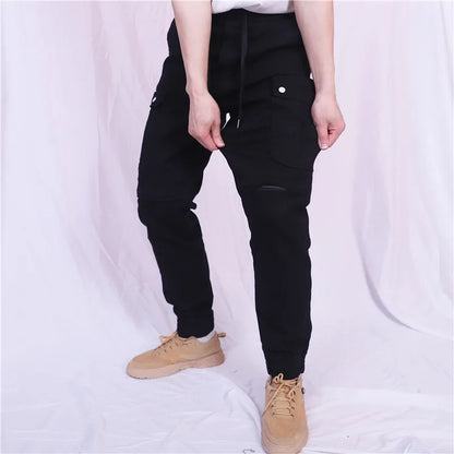 Motorcycle Riding Jeans Pants Elastic waist and ankle tied casual pants Soft And Casual Inset Gear Layer On Hips And Knees