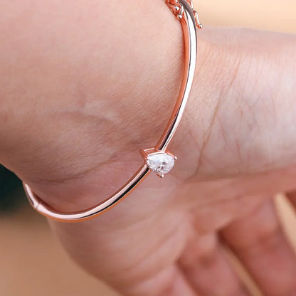 1CT Solitaire Waterdrop Moissanite Bangles for Women 925 Sterling Silver Pear Cut Diamond Bracelet with Certificate Fine Jewelry