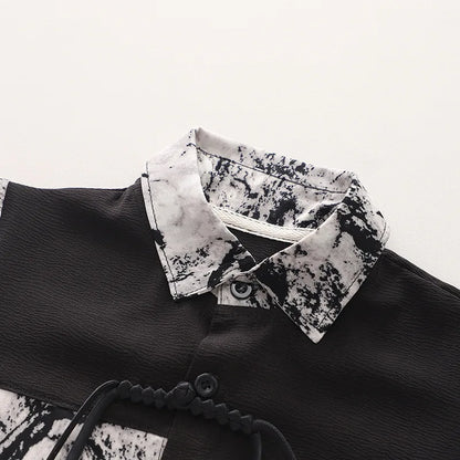 New Summer Suits for Baby Full Printed Kids Short Sleeve Lapel Button Down Shirts +shorts Toddler Boy Fashion Chinese Style Sets