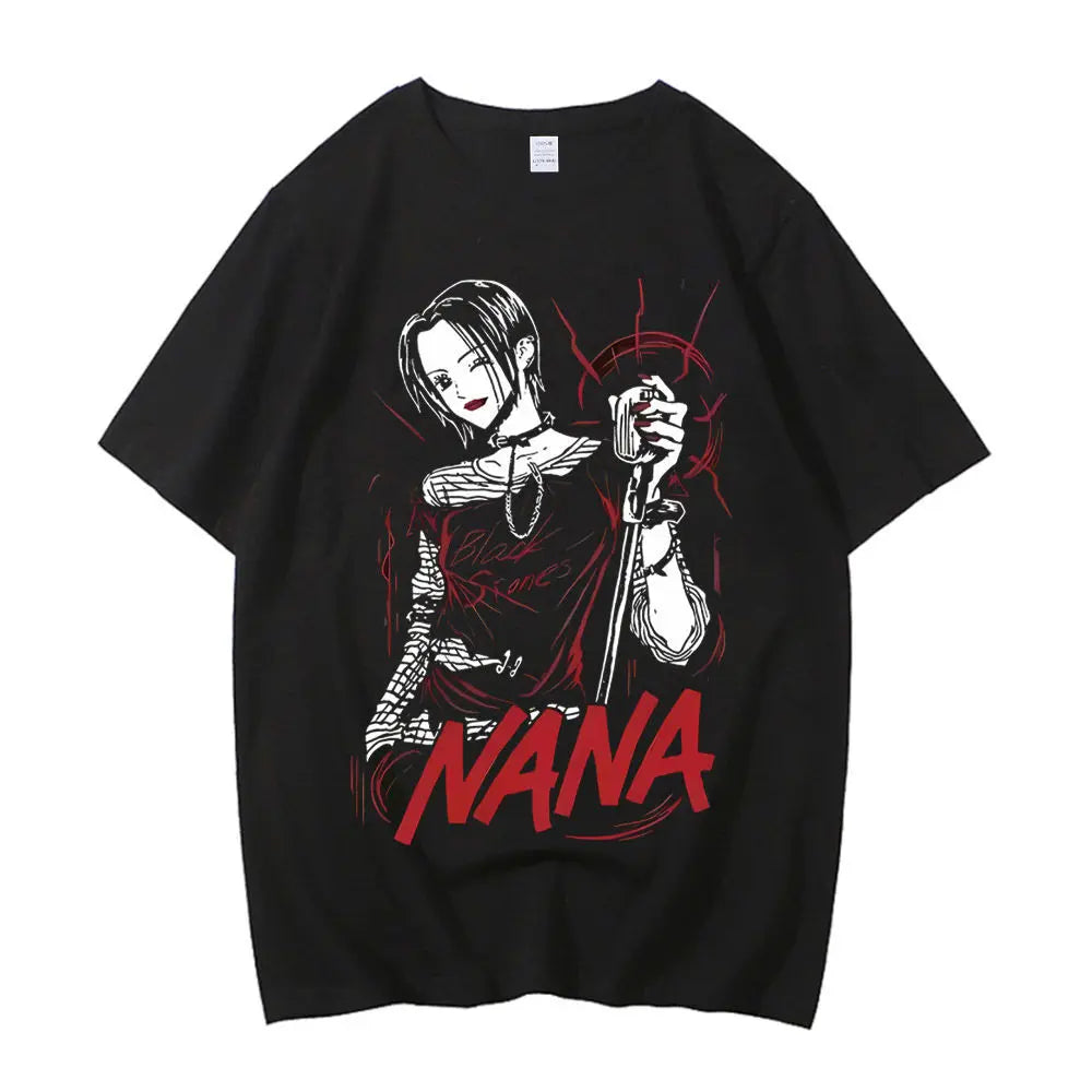 Black Stones Nana Osaki cotton t shirt male Y2k graphic Pastel aesthetic tshirt 2000s kawaii Pastel anime 2000s Comfortable