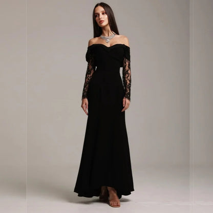 Customized Fashion Modern Style Jersey Applique A-line Off-the-shoulder Long Dresses Bespoke Occasion Dresses Matching Classic C