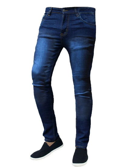 New High Quality Classic Style Slim Jeans Pants for Men Street Pants Male Stretch Denim Trousers Light Blue Skinny  Pencil Pants