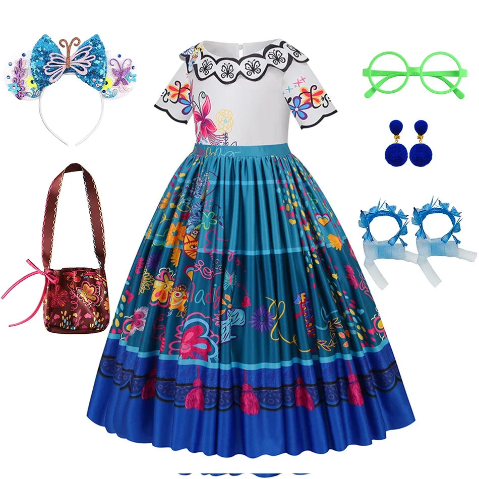 Mirabel Costume Girl Charm Encanto Disguise Dress Birthday Princess Theme Party Fantasy Outfits Toddler Girls Carnival Sets