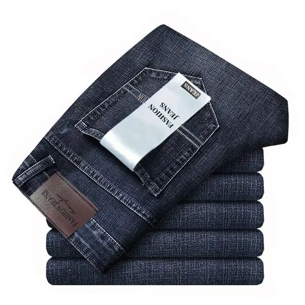 Models Spring Autumn Business Jeans Men Casual Straight Stretch Fashion Classic Work Denim Trousers Brand Clothing
