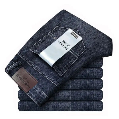 Models Spring Autumn Business Jeans Men Casual Straight Stretch Fashion Classic Work Denim Trousers Brand Clothing