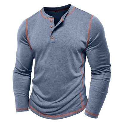Men's Cotton Button Henley Neck Shirt Long Sleeve Casual Button Solid Color Fashion Streetwear Tops Tees T-Shirts Men Clothing
