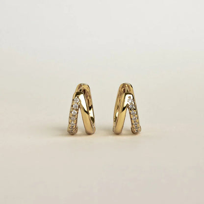 Double Hoop Huggie Moissanite Diamond Earrings for Women 925 Sterling Silver Plated 18k White Yellow Gold Earring Fine Jewelry