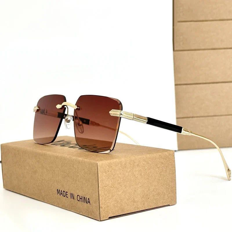 2024 Fashion Sunglasses For Men Luxe Rimless Sunglasses Women Trendy Vintage Glasses Lunette Soleil Femme Gafas De Sol Hombre