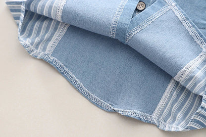 Infant Fashiont Bay Boys Denim Clothing Sets Summer Children Fashion Striped Shirts Shorts 2pcs Tracksuits  Casual Outfits Suits