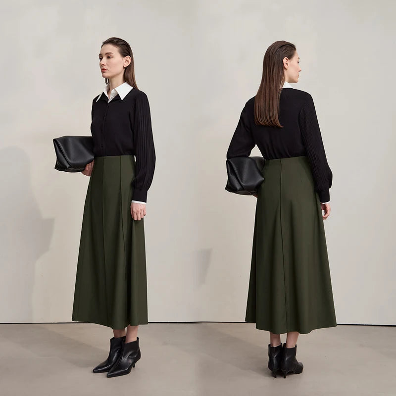 Women's Skirt 2025 Spring New Minimalist Solid Color Loose Skirts For Women Medium To Long Versatile A-shaped Skirt12524019