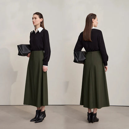 Women's Skirt 2025 Spring New Minimalist Solid Color Loose Skirts For Women Medium To Long Versatile A-shaped Skirt12524019