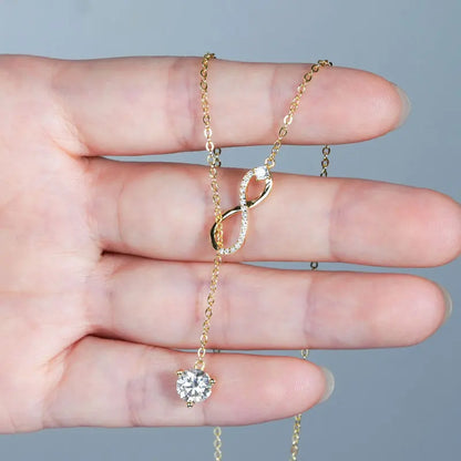 Certified Moissanite Heart Infinite Pendant Necklace Chain for Women S925 Sterling Silver Necklaces Fine Jewelry Gifts