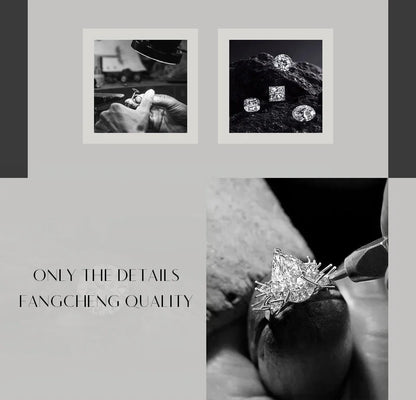 Princess Square Cut D Color Moissanite 18K White Gold Plated Engagement Wedding Band Moissanite Lab Grown Diamond Ring for Women
