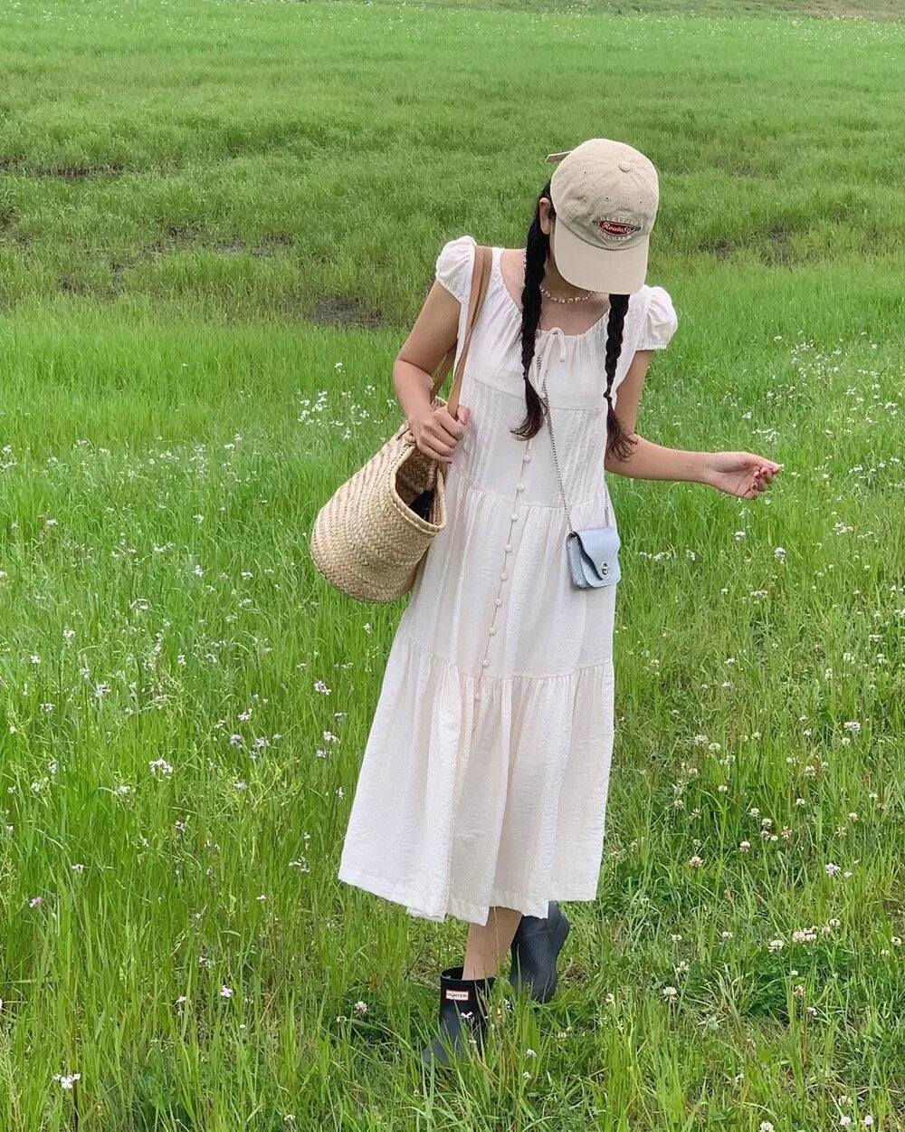 Spring 2025 Chic A-Line Dr Korean Sle Long Svel Women's Faionable Gown Ele Personali Commute Suitable Dr