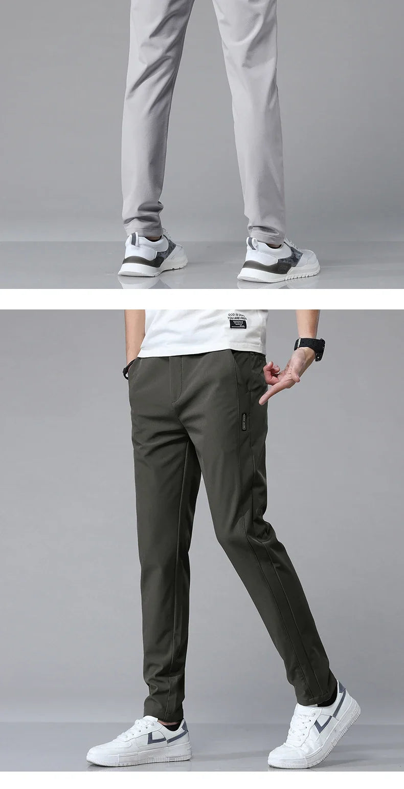 Spring Summer Ultra-thin Men's Stretch Slim Straight Casual Pants High Quality Fashion Breathable Golf Sports Trousers