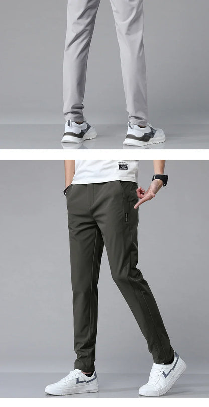 Spring Summer Ultra-thin Men's Stretch Slim Straight Casual Pants High Quality Fashion Breathable Golf Sports Trousers