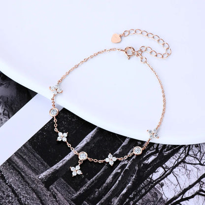 Clover GRA Certified 2cttw D Color Moissanite Bracelet for Women Girl 925 Silver Pass Diamond Test Hand Link Bracelets Gift