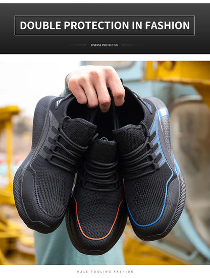 Large Size 50 Safety Shoes Men Anti-Smashing Steel Toe Cap Puncture Proof Indestructible Light Breathable Sneaker Work Shoes