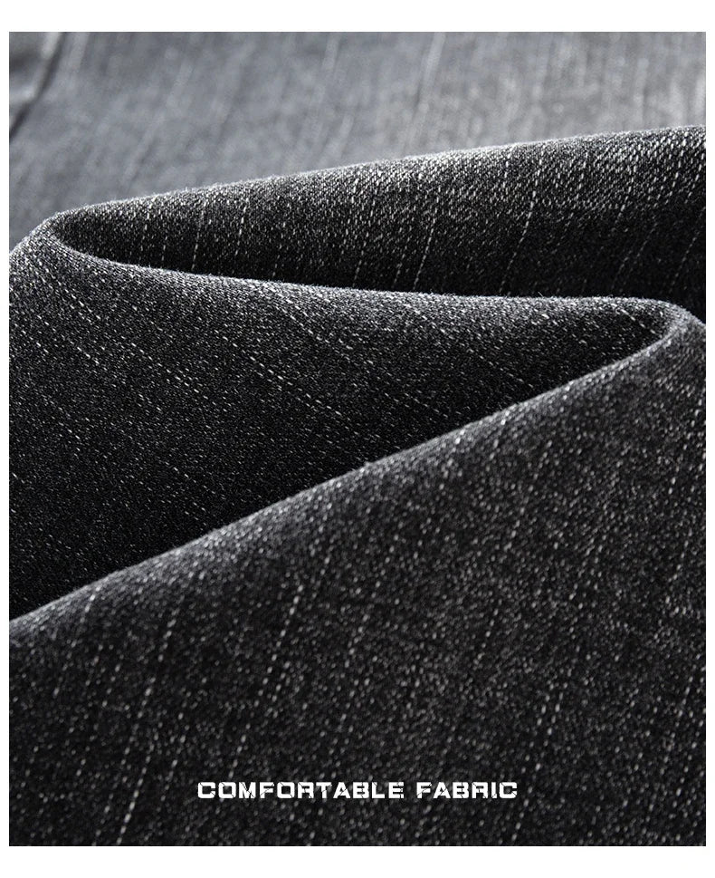 New Men's Slim Straight Elastic Jeans Fashion Business Casual Comfortable Soft Denim Trousers High Quality Mens Designer Clothes