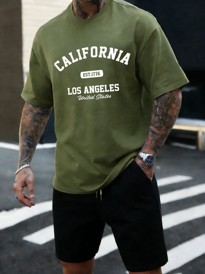 California Los Angeles Est 1776 Men T Shirts Retro Fashion Soft Short Sleeve Summer Comfortable T-Shirt Unisex Cotton Loose Top