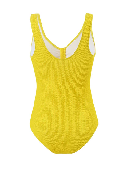 Slim V Neck Swimsuit Women 2025 New One Piece Vacation Swimwear Solid Bodysuit Female Bathers Swimming Monokini Summer Beachwear