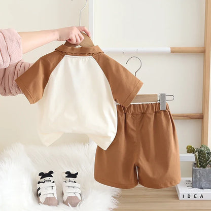 Children's Clothing Set for Baby Boy Girl Summer Letter Polo T-Shirt Shorts 2-Piece Suit Cute Infant Outfit