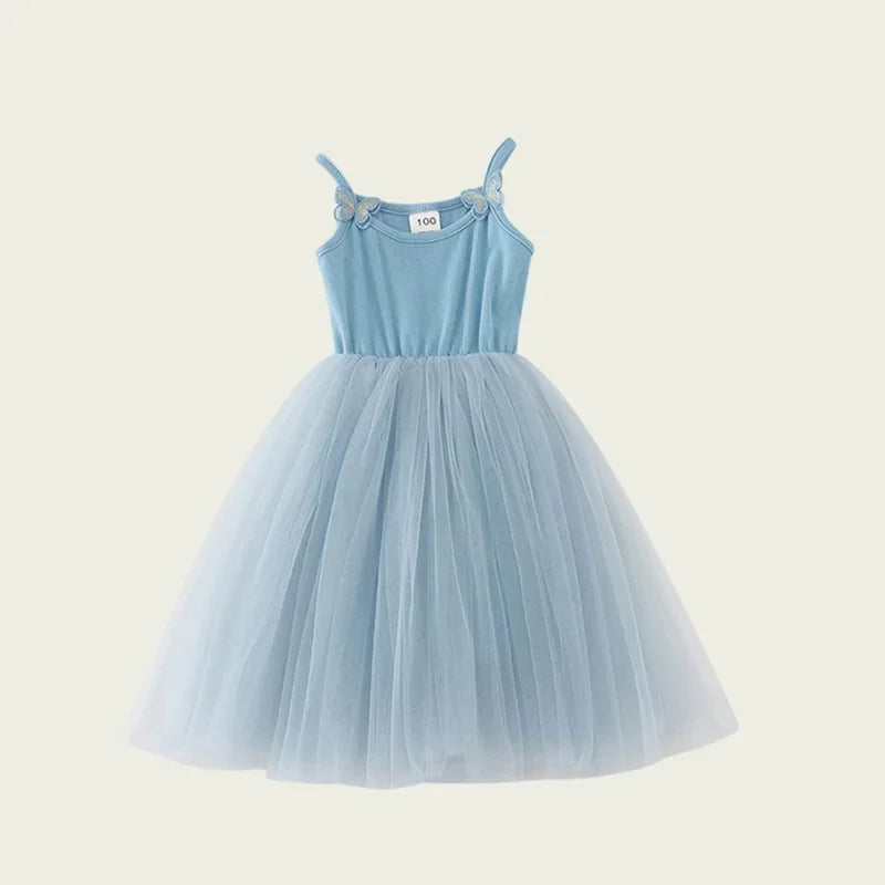 2026 Summer Baby Girls Kids Cute Tutu Sling Dress Sleeveless Tulle Birthday Party Vestido Ballet Princess Dress Children Clothes