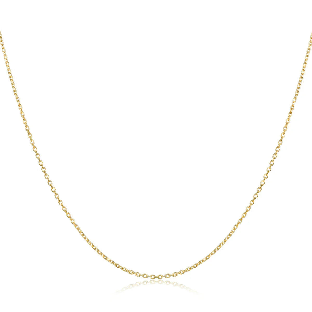 Authentic Gold Color 925 Sterling Silver Basic Cable Chain Necklace Pendant for Women Long Chain Fashion Jewelry SCA016