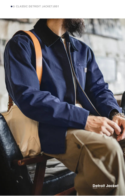 Vintage Detroit Hunting Jackets Men J001 Turn-down Collar Coats Heavyweight Cotton Jacket Multi-Pocket Casual Clothes