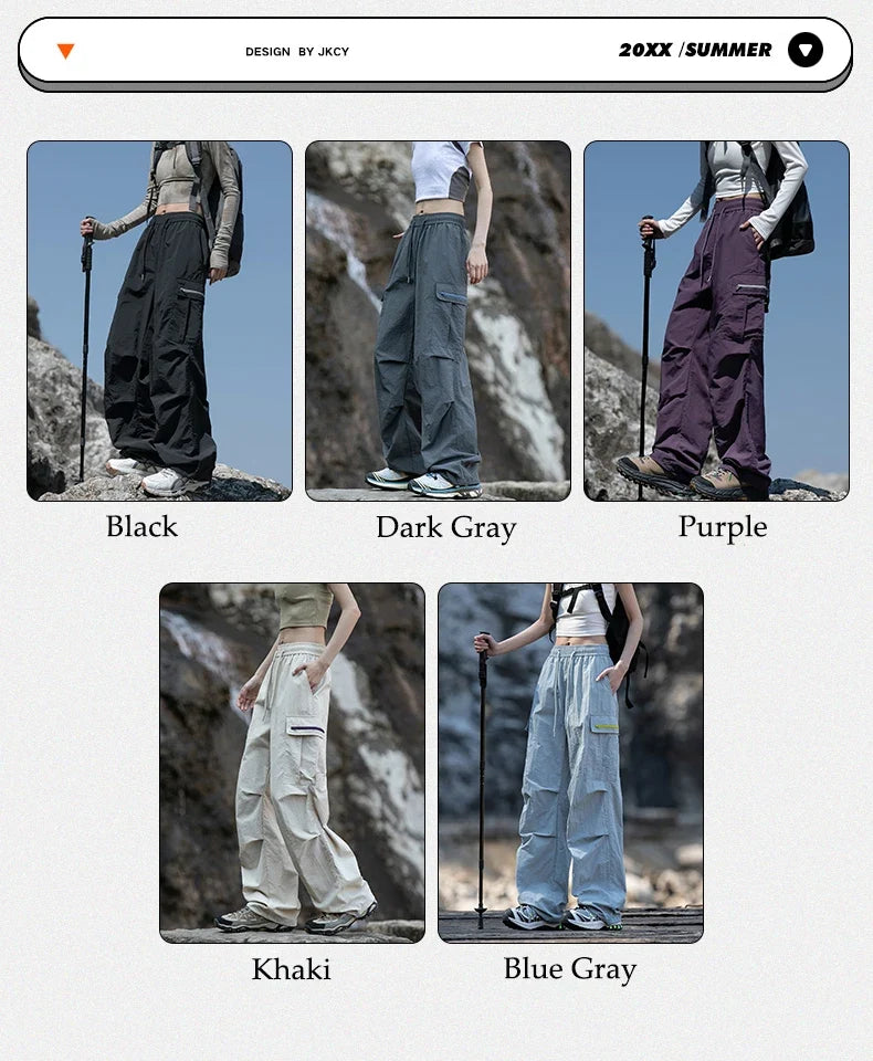 Women Hiking Pants Outdoor Waterproof Zippered Pocket Mountaineering Paratrooper Pants Autumn Breathable Camping Cycling Pants